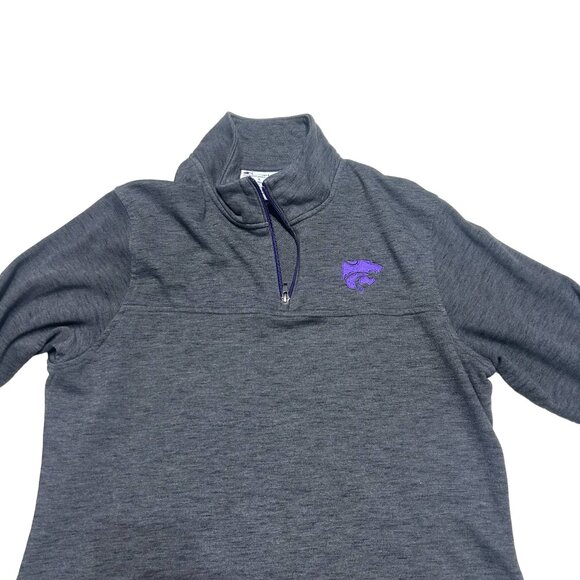 Champion Kansas State Wildcats 1/4 Zip Sweatshirt Adult Medium Charcoal Pullover - Picture 2 of 7